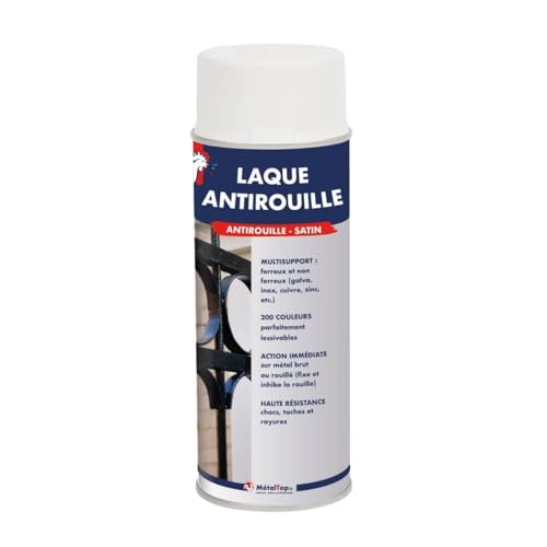 Metaltop Laque Antirouille - Gris basalte - RAL 7012 - Bombe 400 ml Laque de finition satinée pour protection durable du fer et de l'acier