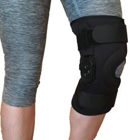 Miniatura 4 de Alpha Medical Rodillera estabilizadora y manga de compresión con bisagras laterales y correas para soporte de rodilla, recuperación de lesiones y