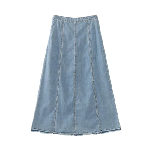Women's Long A-Line Vintage Denim Skirt Casual Holiday Midi Skirt2