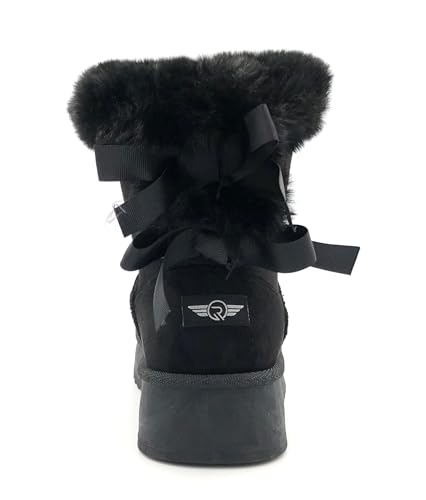REDVOLUTION Women's Classic Fuzzy Platform Boot Fringe Accent Snow Boots Butterfly Bow-Accent Fashion Boots with Anti-Slip Outsole Outdoor4