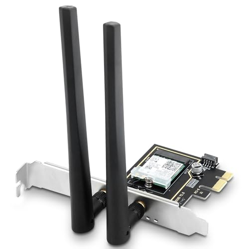 WiFi 6E AX210 PCIe Card, AX5400 Tri-Band Wireless Network Card with Bluetooth 5.3, Ultra-Low Latency for Gaming & Streaming, Supports Windows 10/11, Low-Profile Bracket for Desktop PC