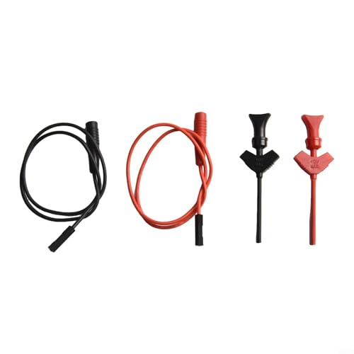 Jotekonoby Clip de gancho de prueba de multímetro con conector de enchufe de 2 mm y mini sonda de agarre para analizador lógico, cable de prueba de latón con resorte con cables de silicona y fuego