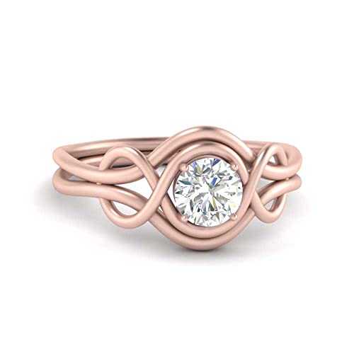 Bague Diamant Solitaire Plaqué Or Rose : Bague de Fiançailles Personnalisée Taille 47-70