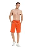 Pantalones cortos Casaul de algodón para hombre, con cordón, bolsillos con cremallera, cintura elástica para deportes, Naranja, 34