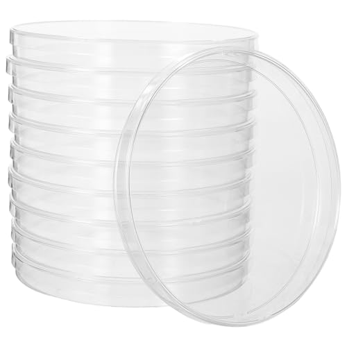 Boîtes de Pétri 14.3cm plastique transparent avec couvercles haute visibilité lot de 10