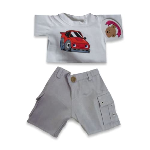 Build Your Bears Wardrobe Ropa de oso de peluche para coche de dibujos animados rojo para construir un oso (gris) Cover