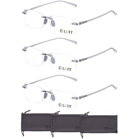 LUFF 3 Pack Rimless Reading Glasses Men Women- Comfortable Frameless Reader Lightweight TR90 Blue Light Blocking Computer Eyeglasses(2.0X) Cover