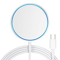 bakibo Caricatore Wireless Magnetico Wirelss Charger 15W Caricabatterie Senza Fili Ricarica con LED 1.2M Cavo Compatibile con iPhone 16/15/14/13/12 Series, Air-Pods 3/Pro/Pro 2, Bianco