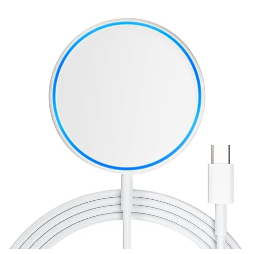 bakibo Cargador Inalámbrico Magnético mag-Safe Wireless Charger 15W Cargador inducción Carga con LED 1.2M Cable Compatible con iPhone 16/15/14/13/12 Series, Air-Pods 3/Pro/Pro 2, Blanco