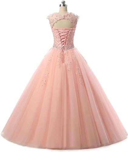 Long Halter Quinceanera Dresses Lace Appliques Evening Dress Beaded Prom Ball Gowns3