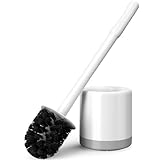 Vacplus Toilet Bowl Brush and Holder - Compact Toilet Brush for Bathroom with Holder, Quick-Dry Toilet Bowl Cleaner Brush with Dense Bristles, Toilet Scrubber for Deep Cleaning, Easy Assembly,15 Inch