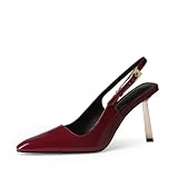 iiimmu Stiletto Heels for Women Closed Toe 4 in Deep Red Heels Pumps Pointed Toe Evening Dress Shoes, Size 7