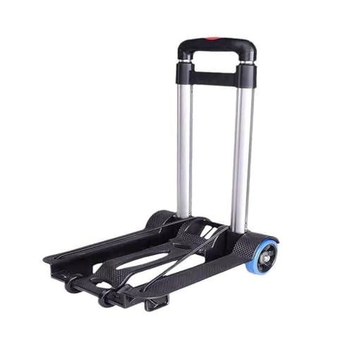 JT-HLM Carretilla de mano plegable – Carro de equipaje de 2 ruedas con asa ajustable, carrito portátil de aluminio para viajes, aeropuerto, almacén y mudanzas