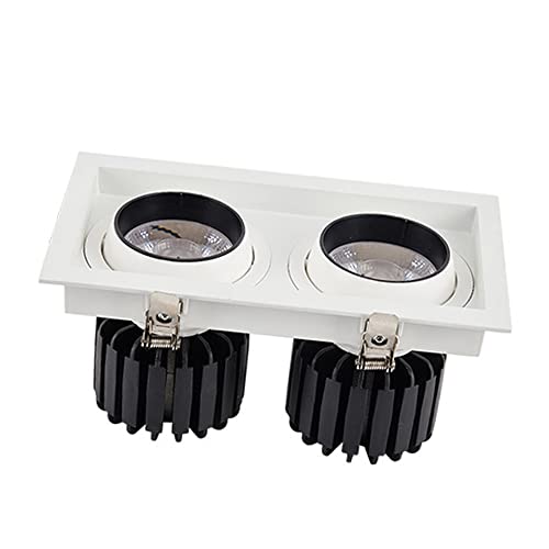 Spots LED encastrés au Plafond, Double éclairage encastré, Garniture de déflecteur, Blanc, rectangulaire, encastré, cardan, pour Spots COB inclinés antireflets