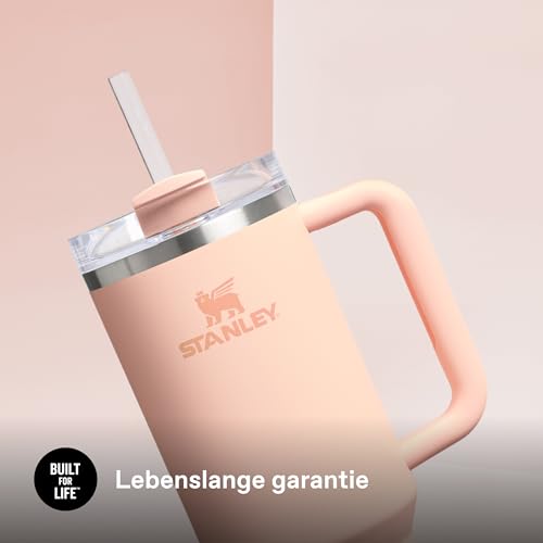 Stanley Quencher H2.0 Flowstate Trinkflasche Mit Strohhalm 1.2L - Thermobecher Kühlt 11 Stunden - 48 Stunden Eisgekühlt - Thermosflasche BPA Frei - Edelstahl Trinkbecher - Orange Cream
