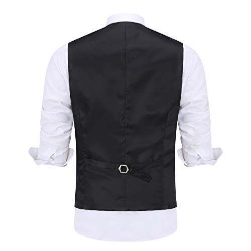 Allthemen Męska kamizelka żakardowa w stylu Paisley, jednorzędowa, dopasowana, zapinana na guziki, na studniówkę, formalna kamizelka, NIEBIESKI, M