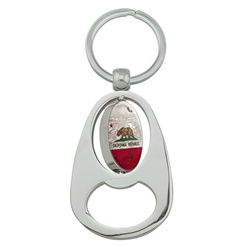 Graphics & More Rustic Distressed California State Flag Keychain Chrome Metal Spinning Oval Bottle Opener #TOP1
