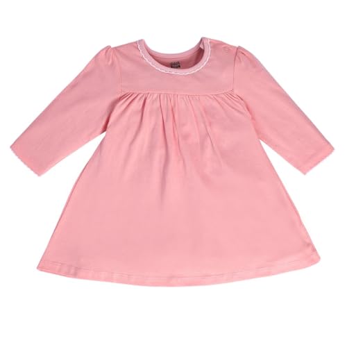 Image of miniklub Girls Cotton Pack of 2 Full Sleeves Solid Dresses - Pink & Coral