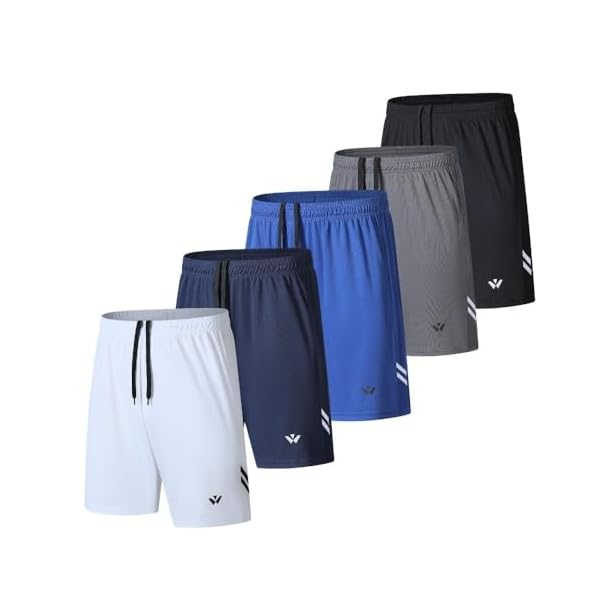 Lot 5 shorts sport homme poches taille élastique séchage rapide
