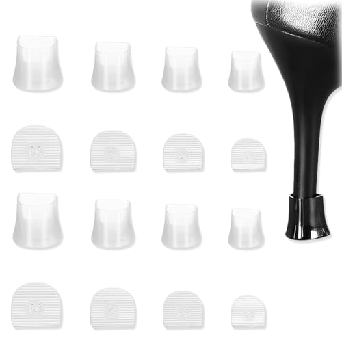 JEYORZY 8 pares protectores de tacón alto, protector de talón, puntas de repuesto para zapatos, antideslizantes, antirruido, para bodas de tacón alto actividades al aire libre caminar, Transparente