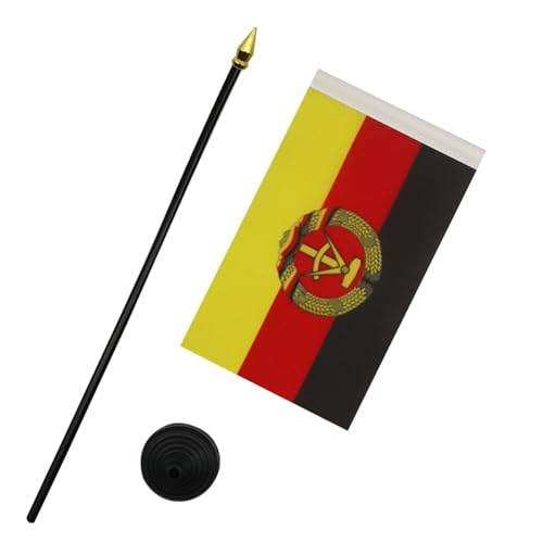 AZ FLAG - Tischflagge Deutsche Demokratische Republik - 15x10 cm Goldene Splitze - Ddr Tischfahne 10 x 15 Cm - Flaggen