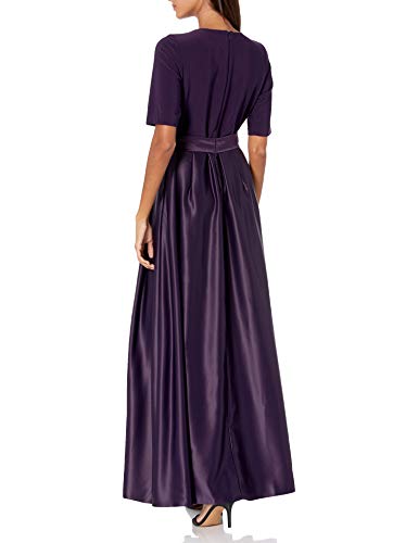 Alex Evenings Women's Satin Ballgown Dress With Pockets (Petite And Regular Sizes), Eggplant, 12 #TOP1