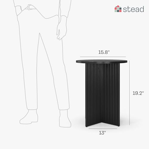Stead Fluted Round Side Table - Stable Fluted Pedestal Base - Solid Wood End Table with X-Base - Versatile Nightstand Option for Bedroom - 15.8 x 15.8 x 19.2 in, Blackened Oak by Stead - Image 2