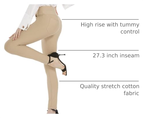 Image of Ginasy Dress Pants for Women, Pull-On Business Casual Leggings | Classic Colors; High-Rise Tummy Control; Stretch Knit Fabric; Pull-On Fit with Functional Pockets