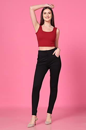 Image of TOPLOT Women's Solid Ribbed Round Neck Sleeveless Slim Fit Tank Top (5069)
