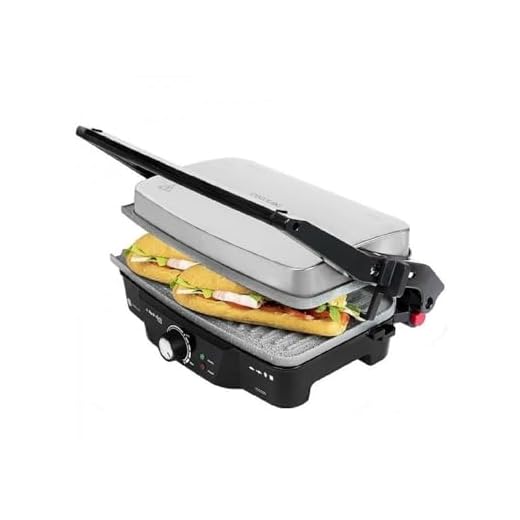 Cecotec Parrilla Eléctrica Rock'n Grill 1500. Revestimiento de Piedra Rockstone, 1500 W, Regulador de Temperatura, Apertura 180º, Superficie 28.7 x 17 cm, Acero Inoxidable y Plástico