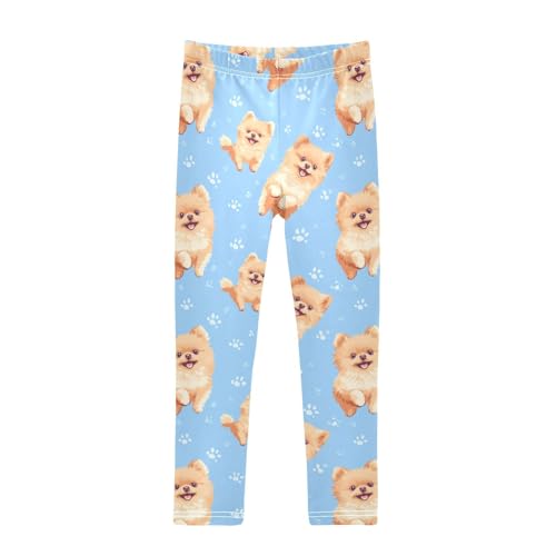 Cute Pomeranian Girls Leggings,Workout Leggings for Girls Toddler Athletic Leggings Size for 3-10T