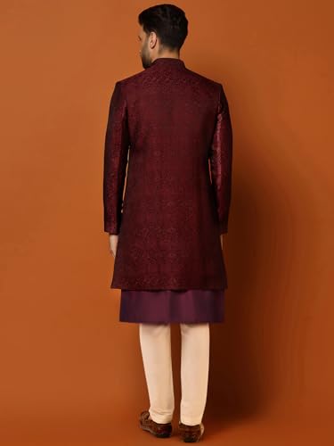 Image of KISAH Men's Silk Blend Kurta Sherwani Trouser Set