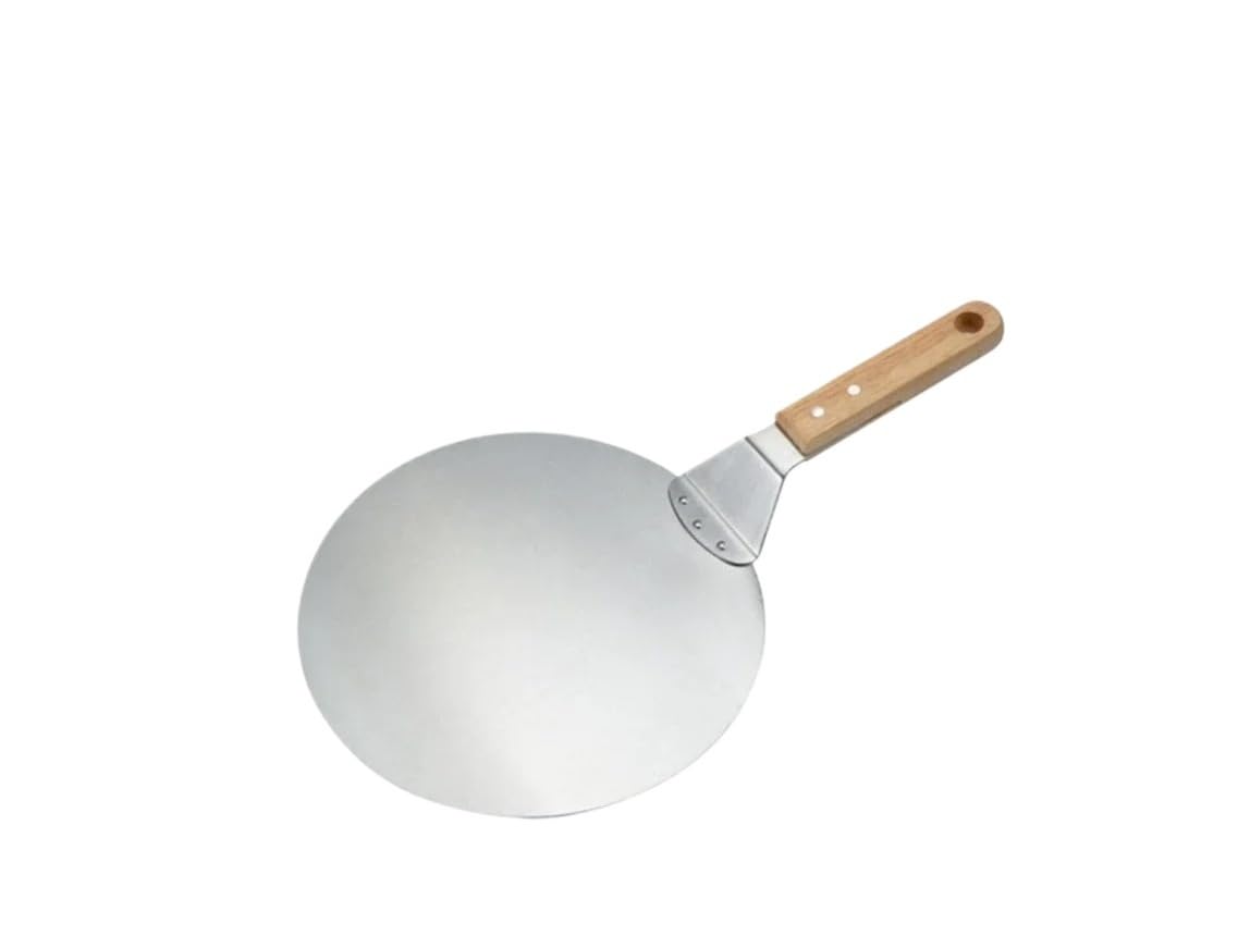 WANGSHAOWEI Pizza ​Paddle 10/12inch Pizza Shovel Pastry Tools Stainless Steel Wooden Handle Peel Round Anti-scalding Pan Bakeware Maker(1pc 12inch)