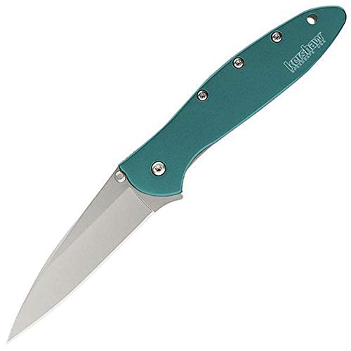 Image of Kershaw Leek, BlackWash Pocket Knife (1660BLKW); 3 Sandvik 14C28N Steel Blade, 410 Stainless Steel Handle, BlackWash Finish, SpeedSafe Assisted Open, Frame and Tip Locks, Reversible Pocketclip; 3 OZ