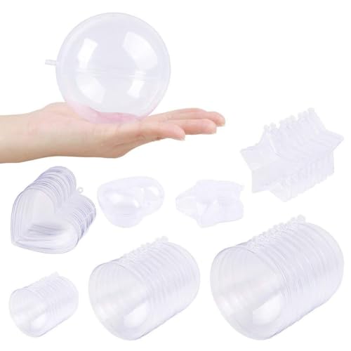 GameXcel 25 PCS Clear Plastic Ornaments for Crafts - DIY Plastic Fillable Christmas Tree Hanging Ball - Bath Bombs Making Molds - Christmas New Year Wedding Decorations