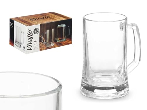 Makio M Set 6 jarras de cerveza vidrio transparente. Caja de envío (380 ml, 6, unidad)