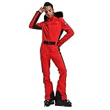 GSOU SNOW Womens Ski Suit One Piece Snowsuit Snowboard Jacket Slim Snow Jumpsuit Ski Outfit Waterproof Windproof for Winter Sports