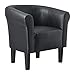 [en.casa] Fauteuil Chaise Siège Similicuir Plastique Noir 70 x 70 x 58 cm