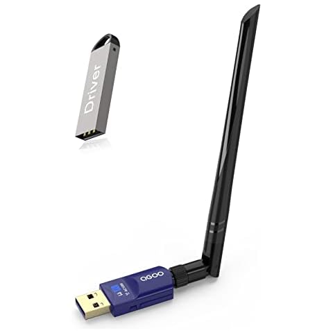 USB WiFi Adapter 1200Mbps QGOO USB 3.0 WiFi Dongle 802.11 ac Wireless Network Adapter with Dual Band 2.42GHz/300Mbps 5.8GHz/866Mbps 5dBi High Gain Antenna for PC Desktop Windows 10/11(Light Blue) Cover