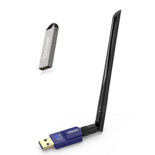 USB WiFi Adapter 1200Mbps QGOO USB 3.0 WiFi Dongle 802.11 ac Wireless Network Adapter with Dual Band 2.42GHz/300Mbps 5.8GHz/866Mbps 5dBi High Gain Antenna for PC Desktop Windows 10/11(Light Blue)