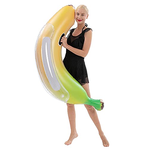 Sloosh Inflatable Banana Pool Float - Giant Banana Funny Pool Floats Adult Size Swimming Pool Party Decorations, Blow Up Ride On Pool Toys Rafts Lounge For Kids Adults Gifts Beach Lake Summer Fun #TOP3