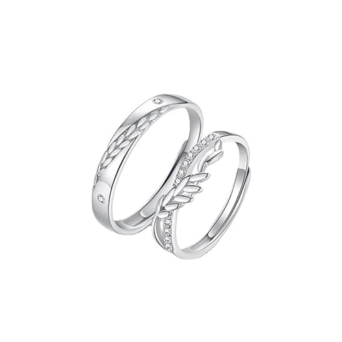 yuruyi Matching Couple Rings for Him & Her Set - Romantic Heart Design | Adjustable Hypoallergenic Wedding Bands Engagement Ring Sets for Couple Valentine's Day Gifts (Ear of Wheat)