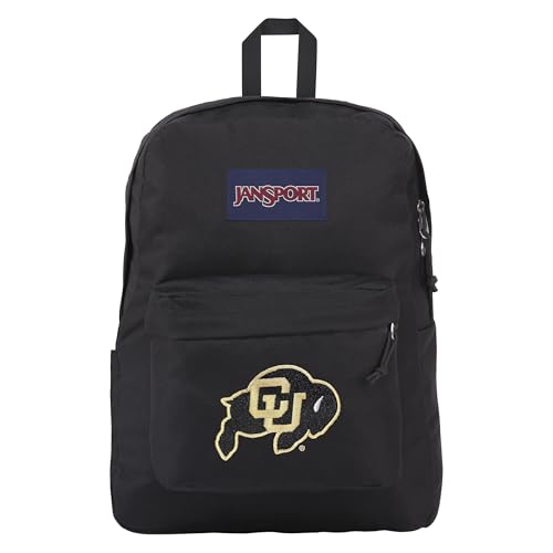 Image of JanSport NCAA Officially Licensed Backpack, Colorado Buffaloes, Superbreak Plus with Padded 15'' Laptop Sleeve, Spacious Computer Bag for Men & Women, Durable Daypack with Bottle Pocket, Black