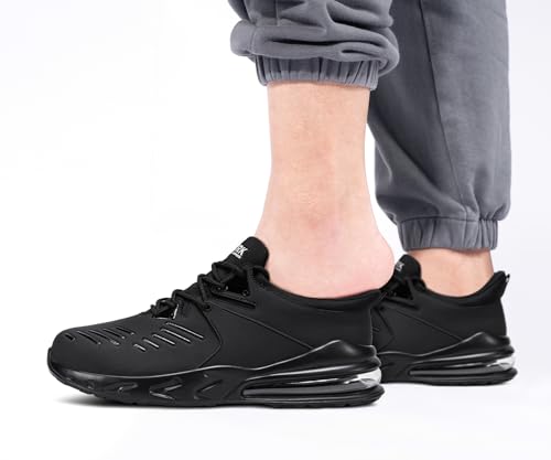 Image of LARNMERN Waterproof Steel Toe Work Non Slip Shoes Men | Safety Lightweight Comfortable Water Resistant Indestructible Construction Tennis Sneakers
