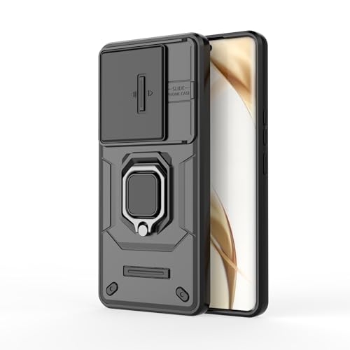 Image of TPU+PC Camshield Pro Case With Slide Camera Protection And Ring Stand Bumper Back Case Cover For Honor 200 Pro 5G (Black)