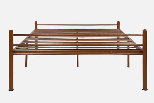 Image of Nivo Metal Queen Size Bed Without Storage | Wrought Iron Double Bed with Headboard & Footboard | Sturdy Powder Coated Platform Bed Queen Size Cot for BedroomLivingRoom Brown (75x60)