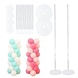 【Tamaño perfecto】 El kit de soporte de globo reutilizable tiene 8 PCS, cada un tiene 32 cm / 11.6 pulgadas, la altura total es de 256 cm / 8.4 pies. Las bases son de 20,5 cm de diámetro.Le permite usar su creatividad para decorar su fiesta con diferentes globos.