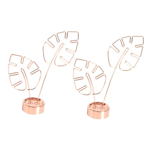 PRETYZOOM 2Pcs Leaf Shaped Memo Clips Decorative Photo Holders for Desktop Multi Function Picture Clamps Note Clips with Base for Weddings and Events