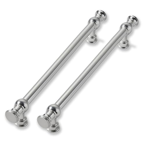 CABDM 10 Pack 8 Inch Hole Center Brushed Satin Nickel Cabinet Pulls-Heavy Duty Solid Cabinet Handles Suitable for Cabinets, Dressers, Kitchens and Bathroom cabinets
