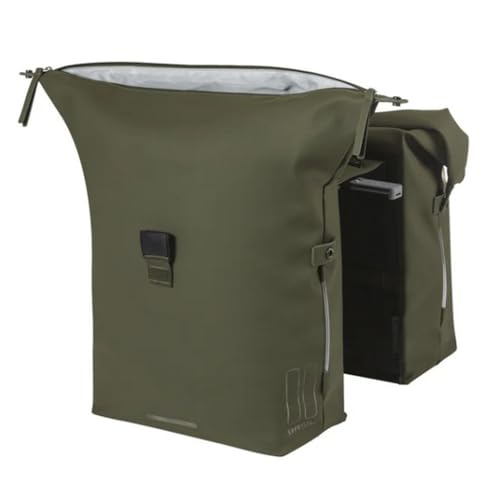 Alforjas Dobles Impermeables Basil Soho MIK 41L de Poliéster Verde para Viajes